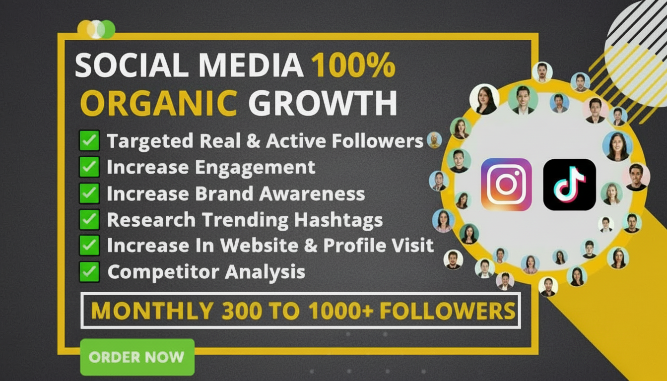 Social Media Organic Growth - Instagram & TikTok - 100% Organic, Targeted Followers